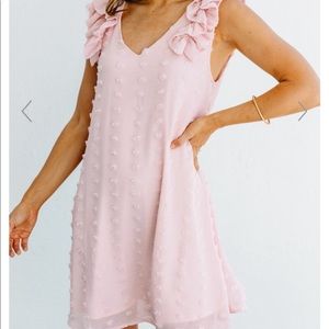 Very Persuasive Blush Pink Swiss Dot Dress